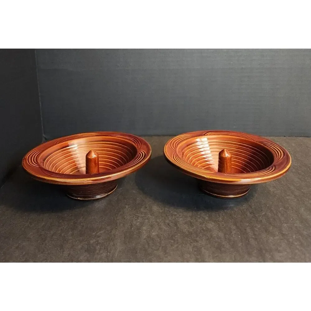 Vtg Apple Baker Hand Thrown Pottery Brown Stoneware 6.5